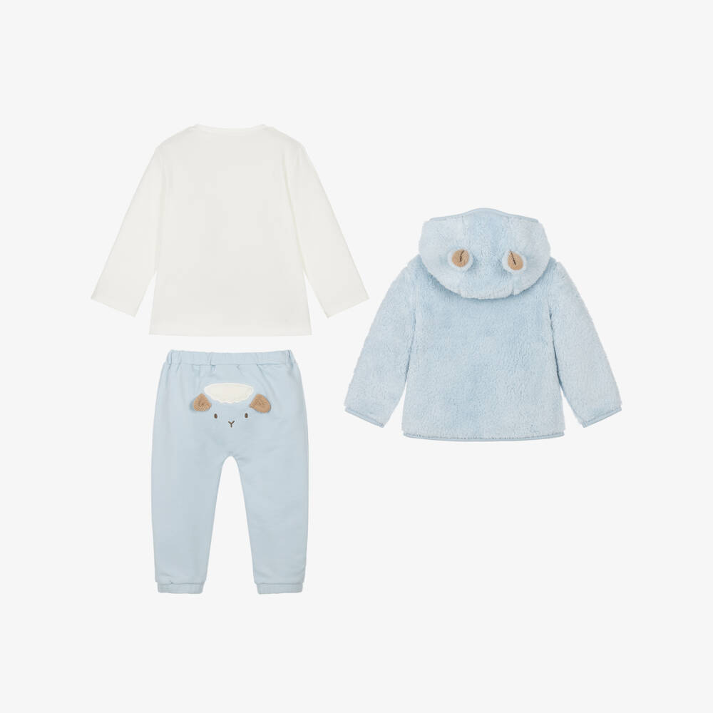 Mayoral Newborn-Baby Boys Blue Fleece Zip-Up Top & Trouser Set | Childrensalon