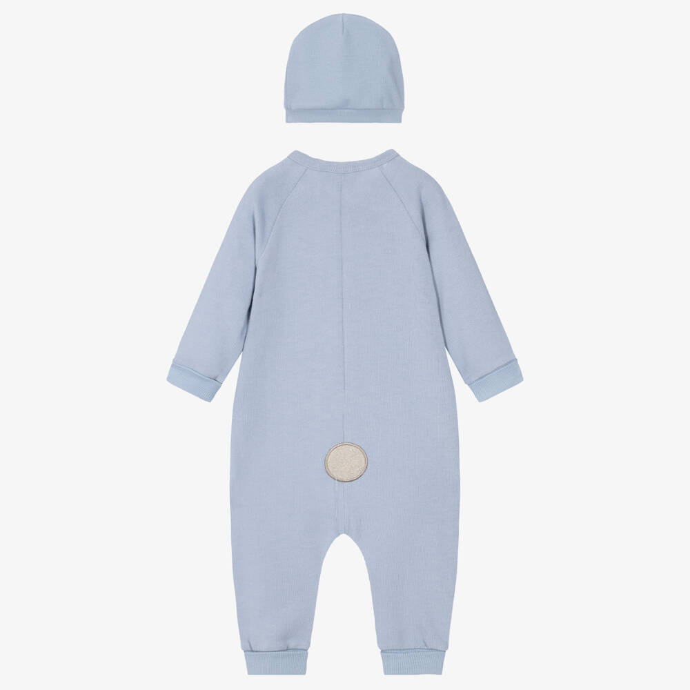 Mayoral Newborn-Baby Boys Blue Jersey Knit Bear Babysuit Set | Childrensalon