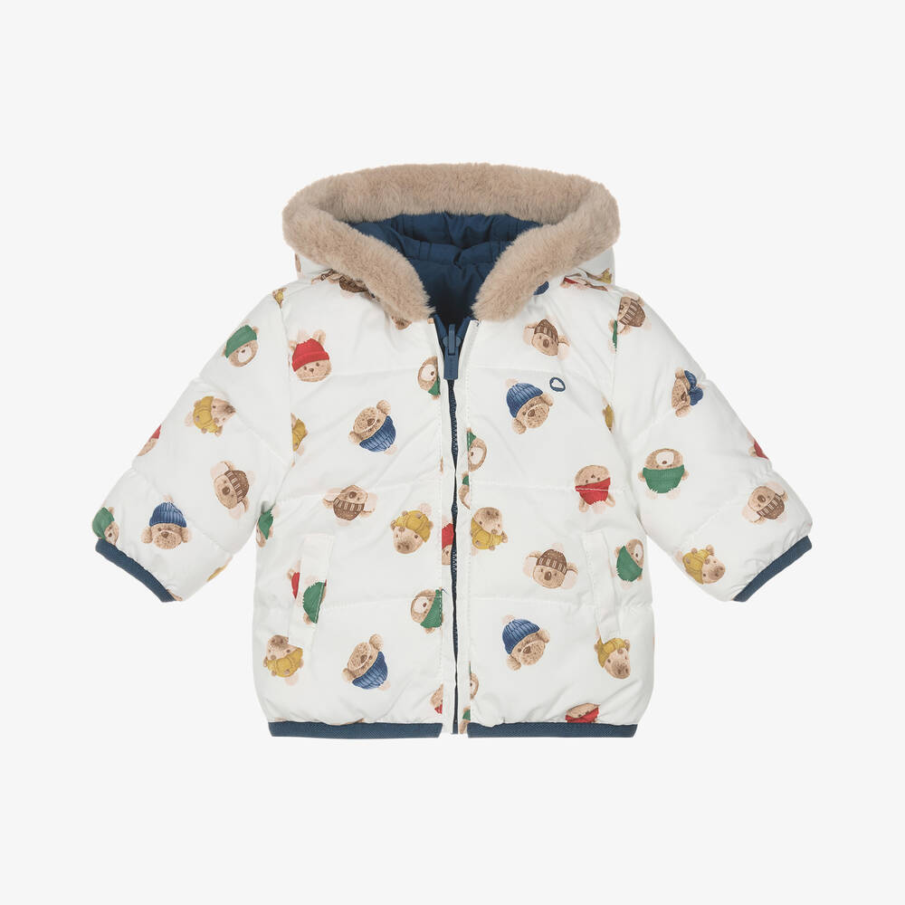 Mayoral Newborn-Baby Boys Blue Reversible Coat | Childrensalon