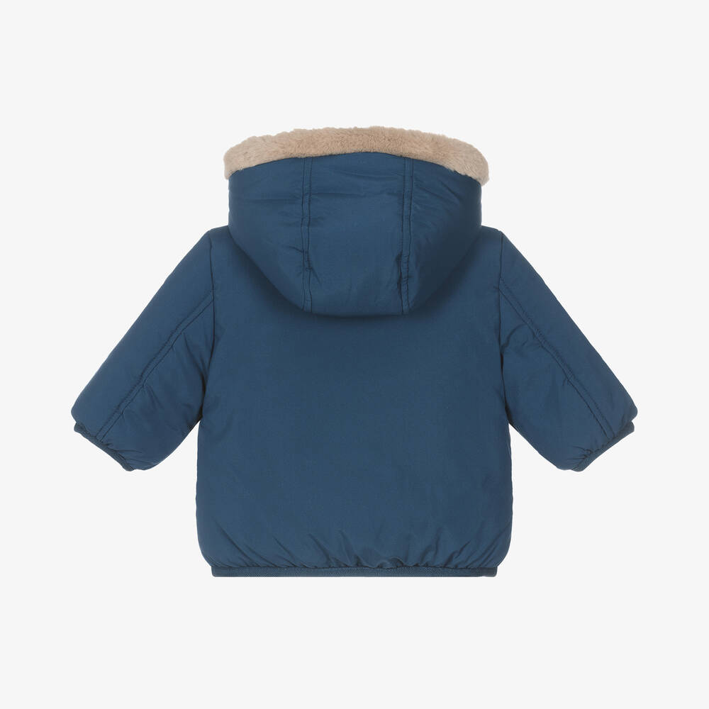 Mayoral Newborn-Baby Boys Blue Reversible Coat | Childrensalon