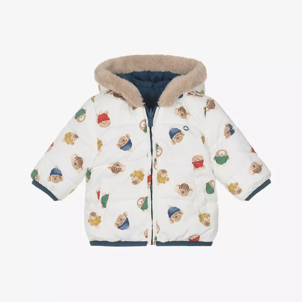 Mayoral Newborn-Baby Boys Blue Reversible Coat | Childrensalon