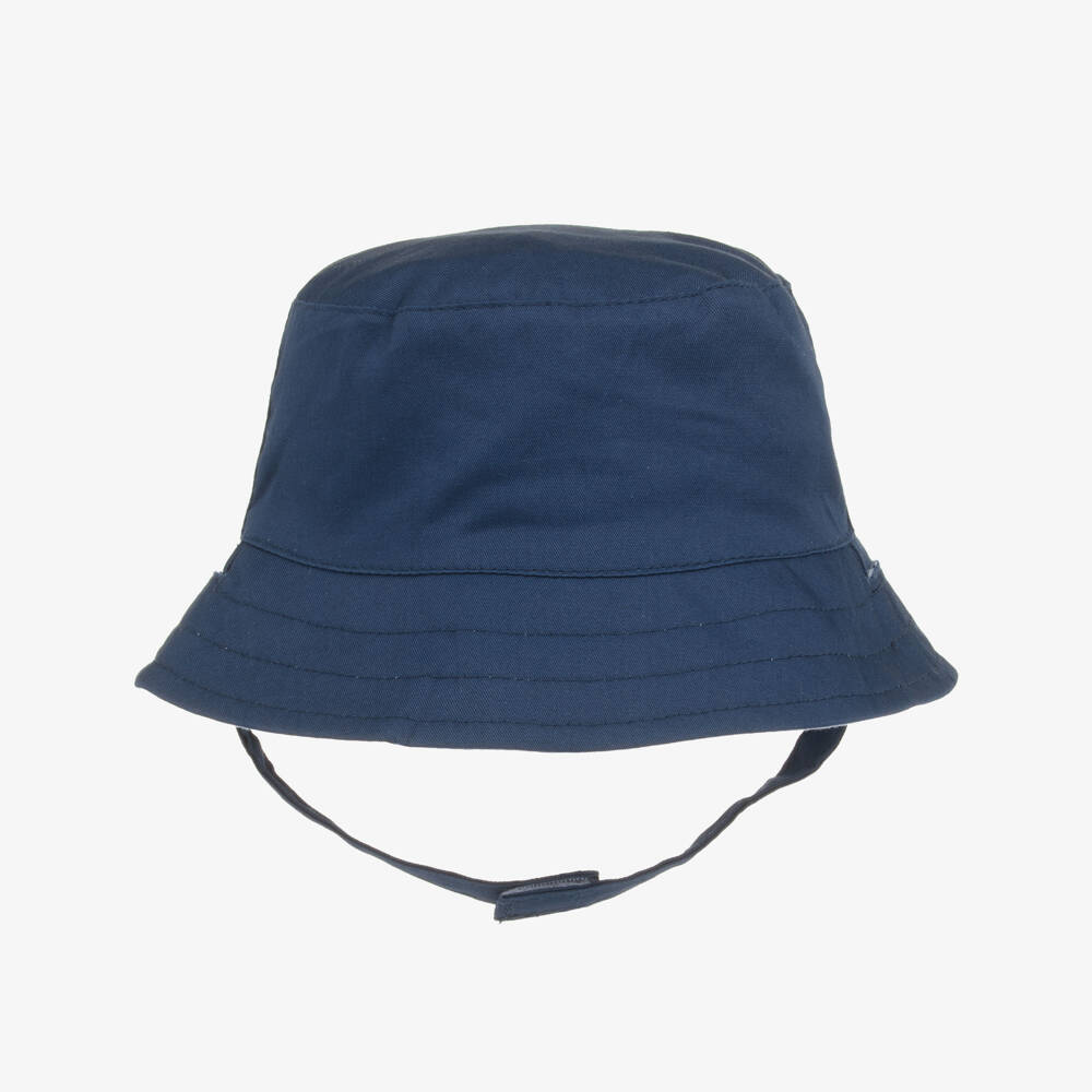 Mayoral Newborn-Baby Boys Blue Reversible Cotton Hat | Childrensalon