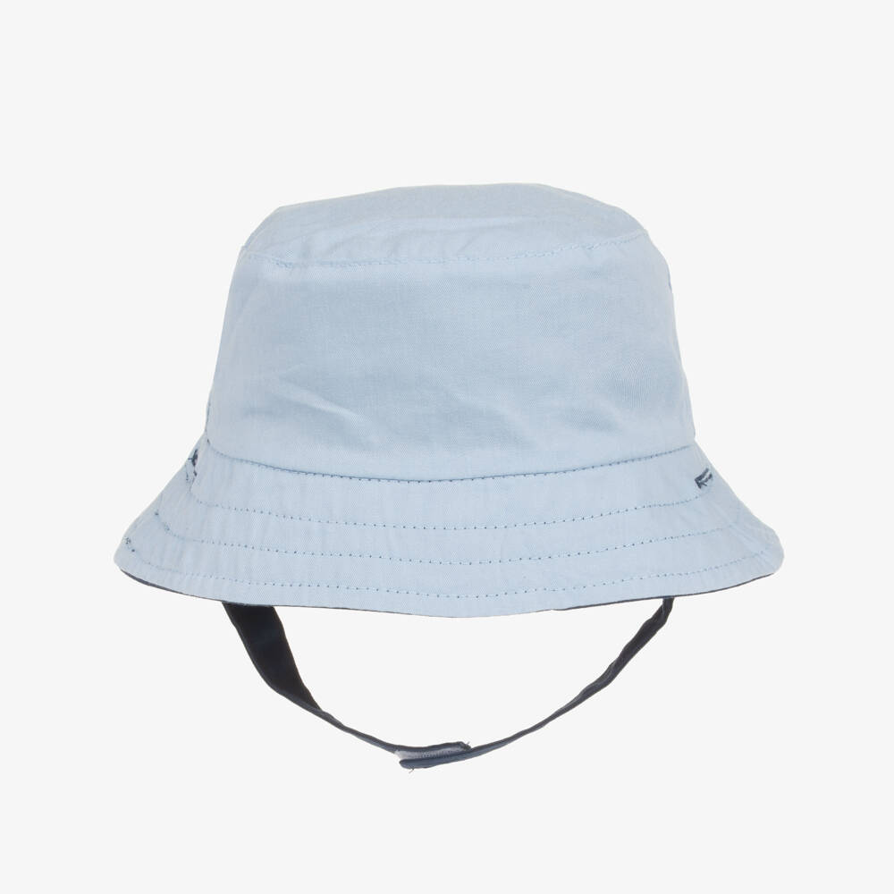 Mayoral Newborn-Baby Boys Blue Reversible Cotton Hat | Childrensalon