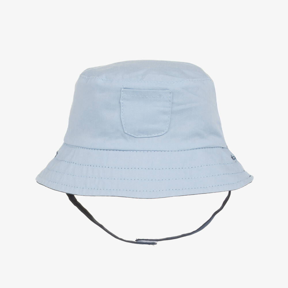 Mayoral Newborn-Baby Boys Blue Reversible Cotton Hat | Childrensalon