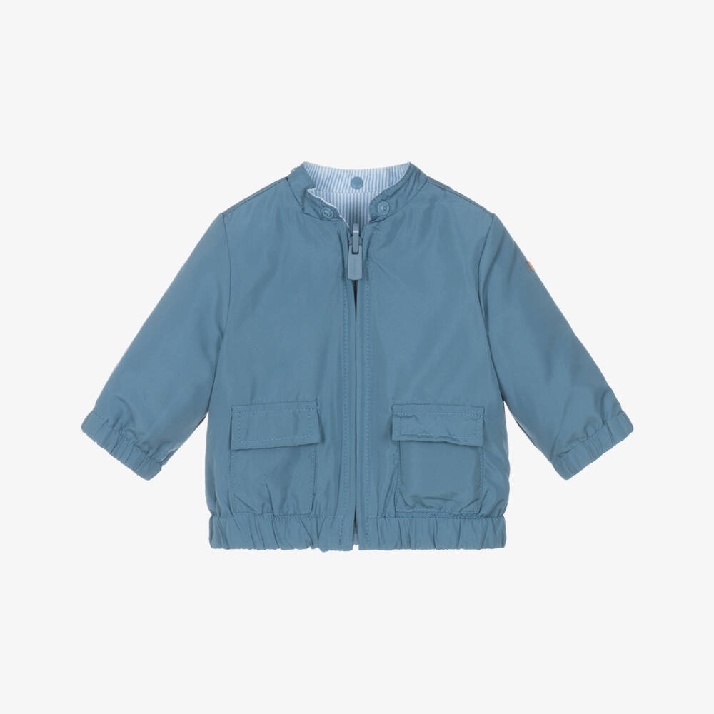 Mayoral Newborn-Baby Boys Blue Reversible Jacket | Childrensalon