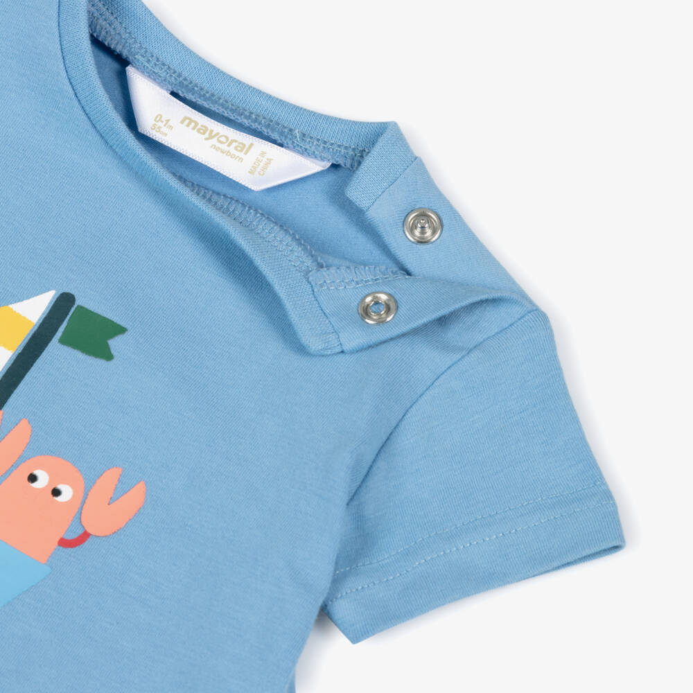 Mayoral Newborn-Baby Boys Blue Sea Creature Print Beach Set (UPF40+) | Childrensalon