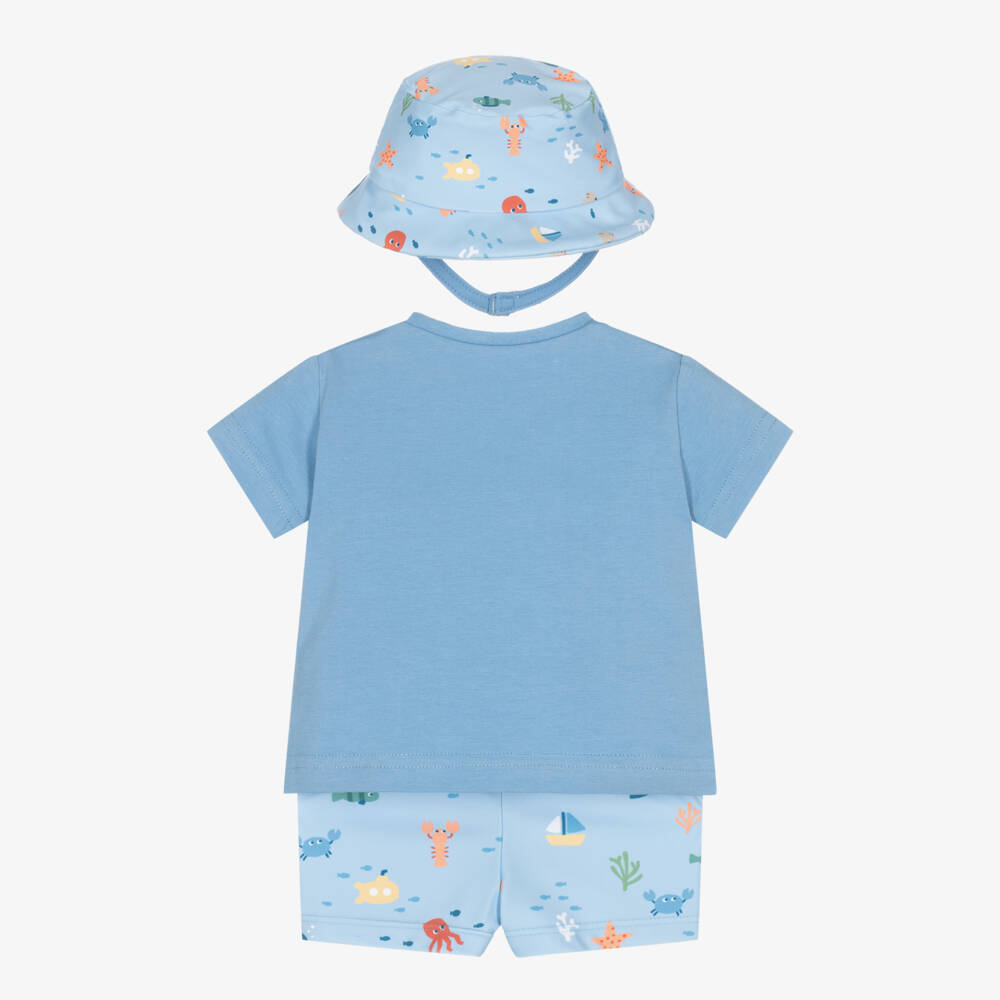 Mayoral Newborn-Baby Boys Blue Sea Creature Print Beach Set (UPF40+) | Childrensalon