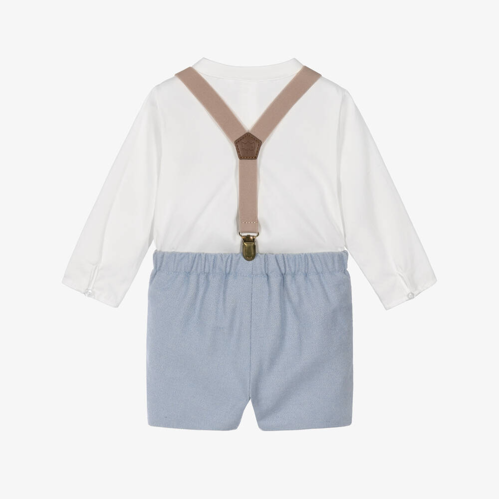 Mayoral Newborn-Baby Boys Blue Shorts Set with Braces | Childrensalon