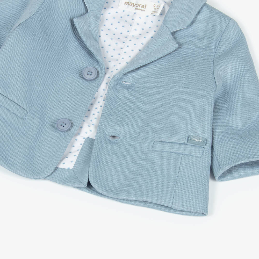 Mayoral Newborn-Baby Boys Blue Cotton Single Breasted Blazer | Childrensalon