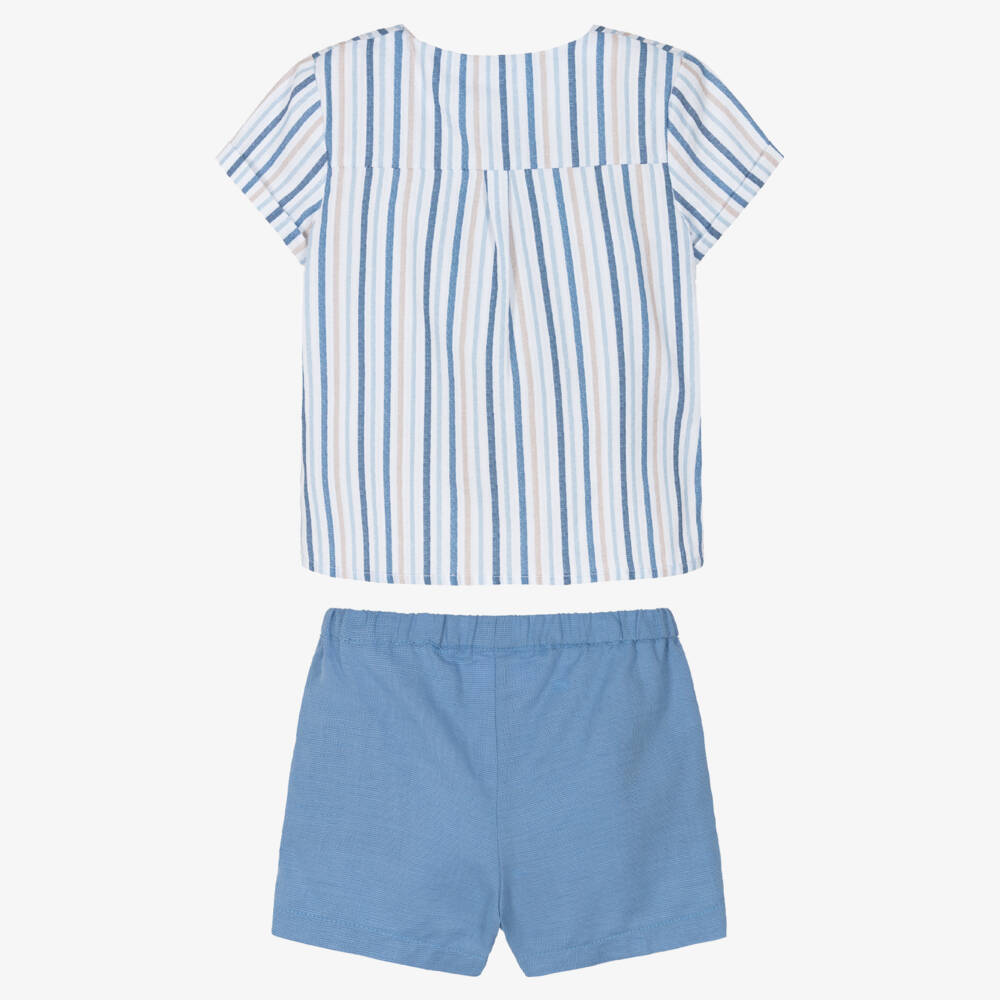 Mayoral Newborn-Baby Boys Blue Stripe Shorts Set | Childrensalon