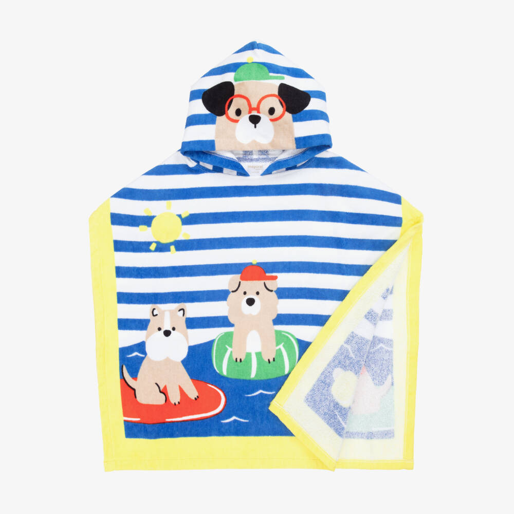Mayoral Newborn-Baby Boys Blue Striped Cotton Poncho Towel | Childrensalon