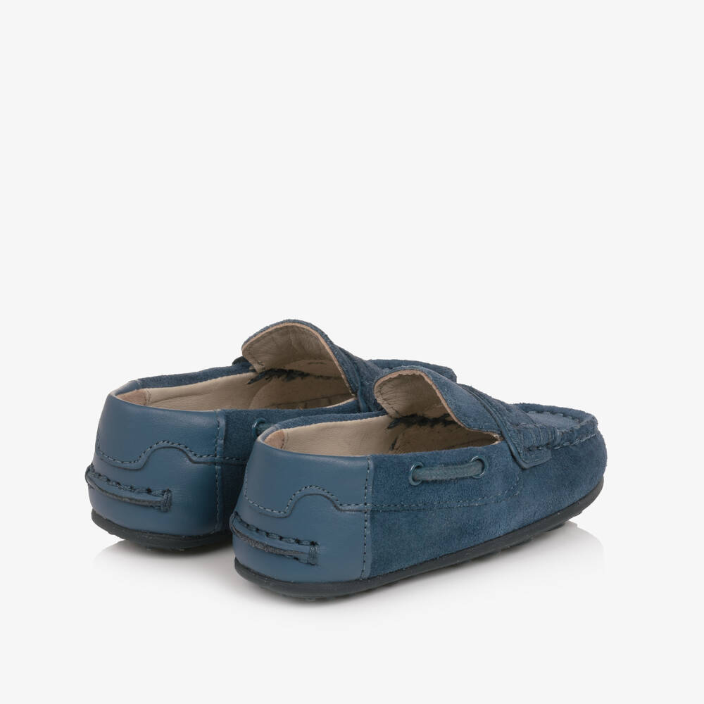 Mayoral-Baby Boys Blue Suede Leather Moccasins | Childrensalon