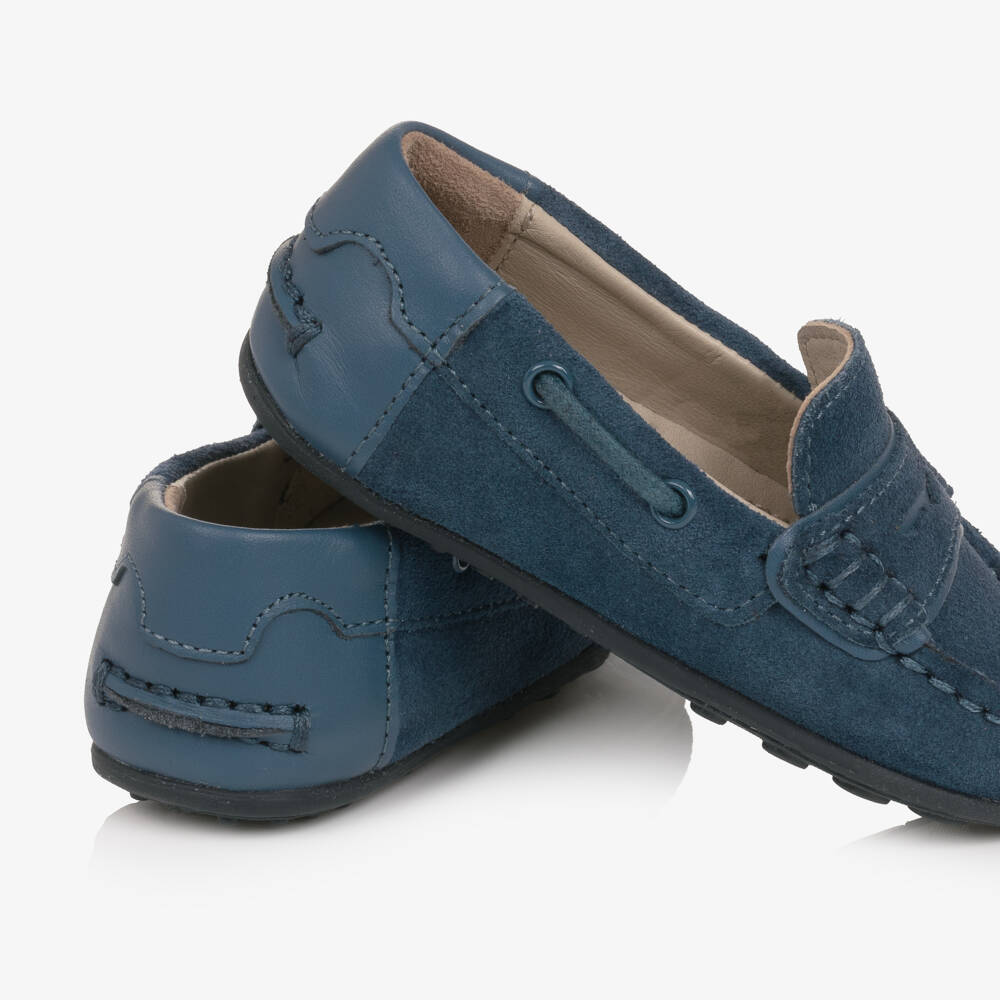 Mayoral-Baby Boys Blue Suede Leather Moccasins | Childrensalon