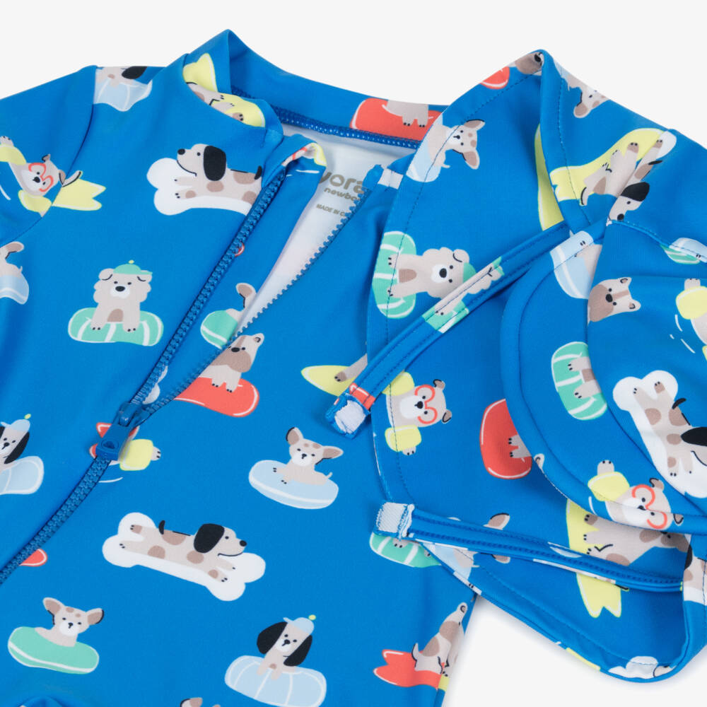 Mayoral Newborn-Baby Boys Blue Sunsuit Set (UPF40+) | Childrensalon