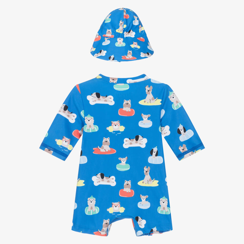 Mayoral Newborn-Baby Boys Blue Sunsuit Set (UPF40+) | Childrensalon