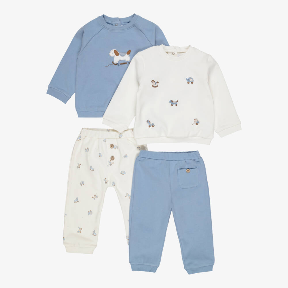 Mayoral Newborn-Baby Boys Blue Toy Trousers Sets (2 Pack) | Childrensalon