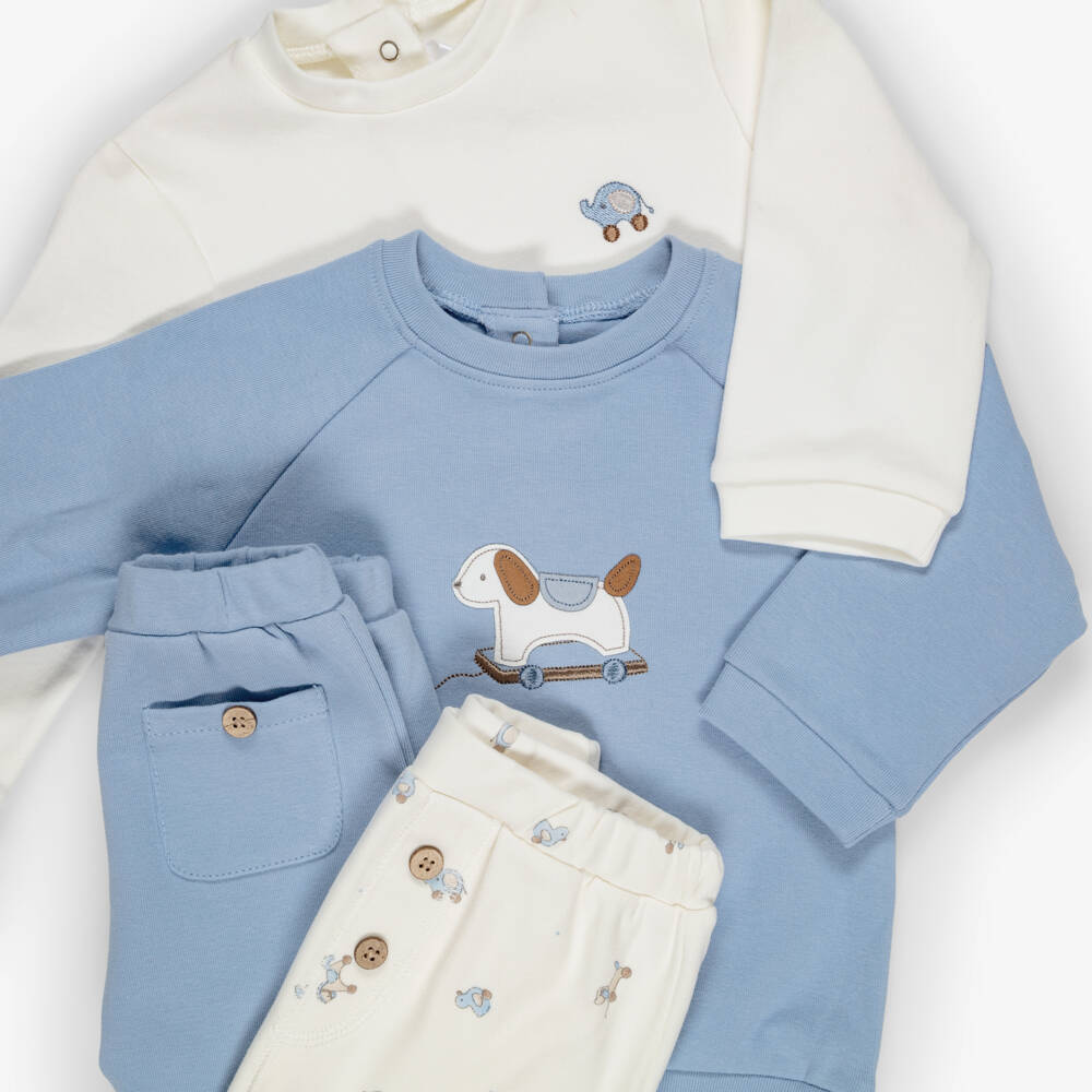 Mayoral Newborn-Baby Boys Blue Toy Trousers Sets (2 Pack) | Childrensalon