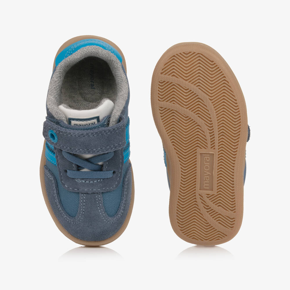 Mayoral-Baby Boys Blue Trainers with Suede Leather Trims | Childrensalon