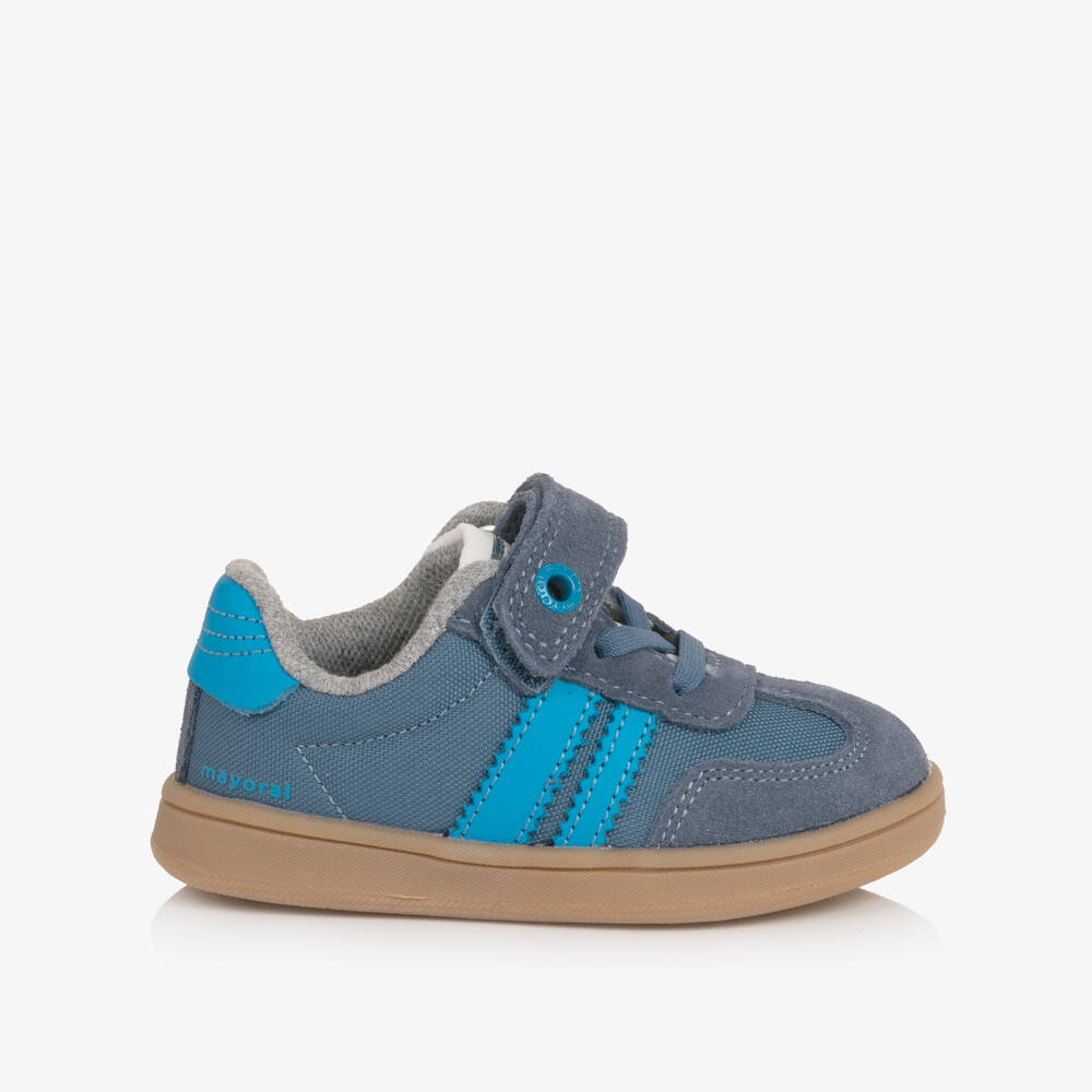 Mayoral-Baby Boys Blue Trainers with Suede Leather Trims | Childrensalon