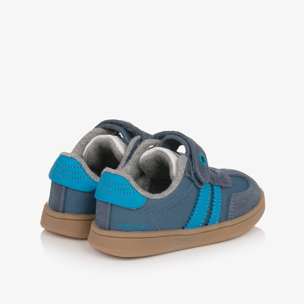 Mayoral-Baby Boys Blue Trainers with Suede Leather Trims | Childrensalon