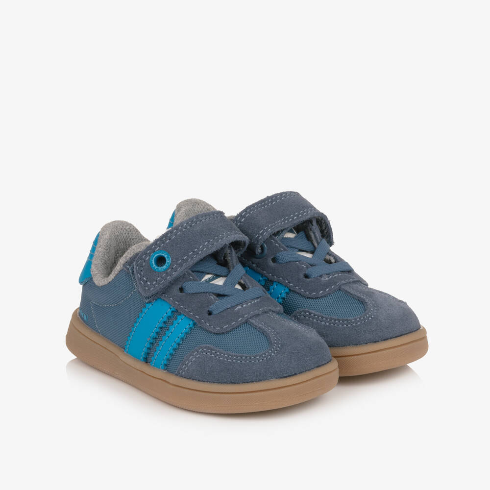 Mayoral-Baby Boys Blue Trainers with Suede Leather Trims | Childrensalon