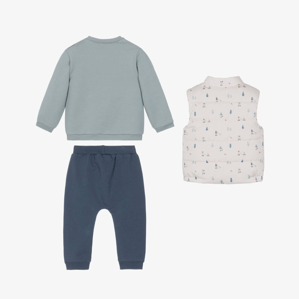 Mayoral Newborn-Baby Boys Blue Trouser Set with Snow Dogs | Childrensalon