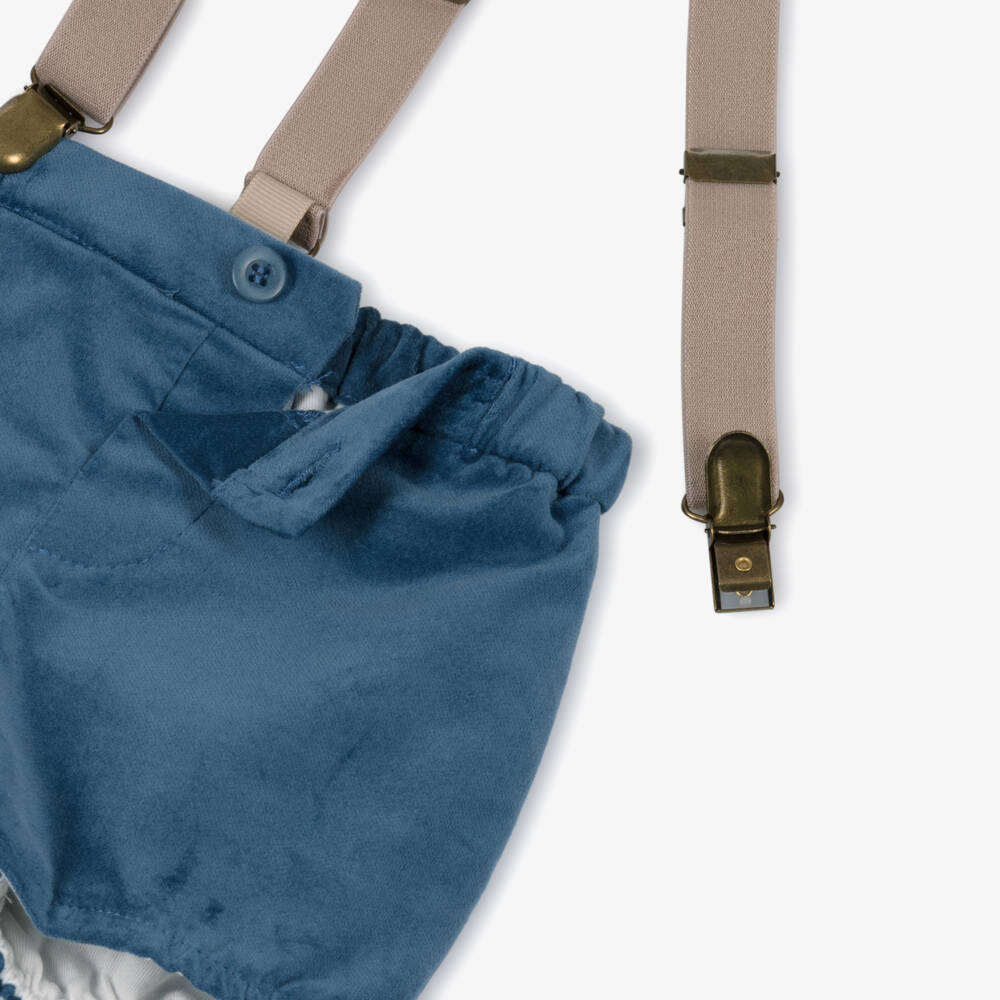 Mayoral Newborn-Baby Boys Blue Velvet Shorts Set | Childrensalon