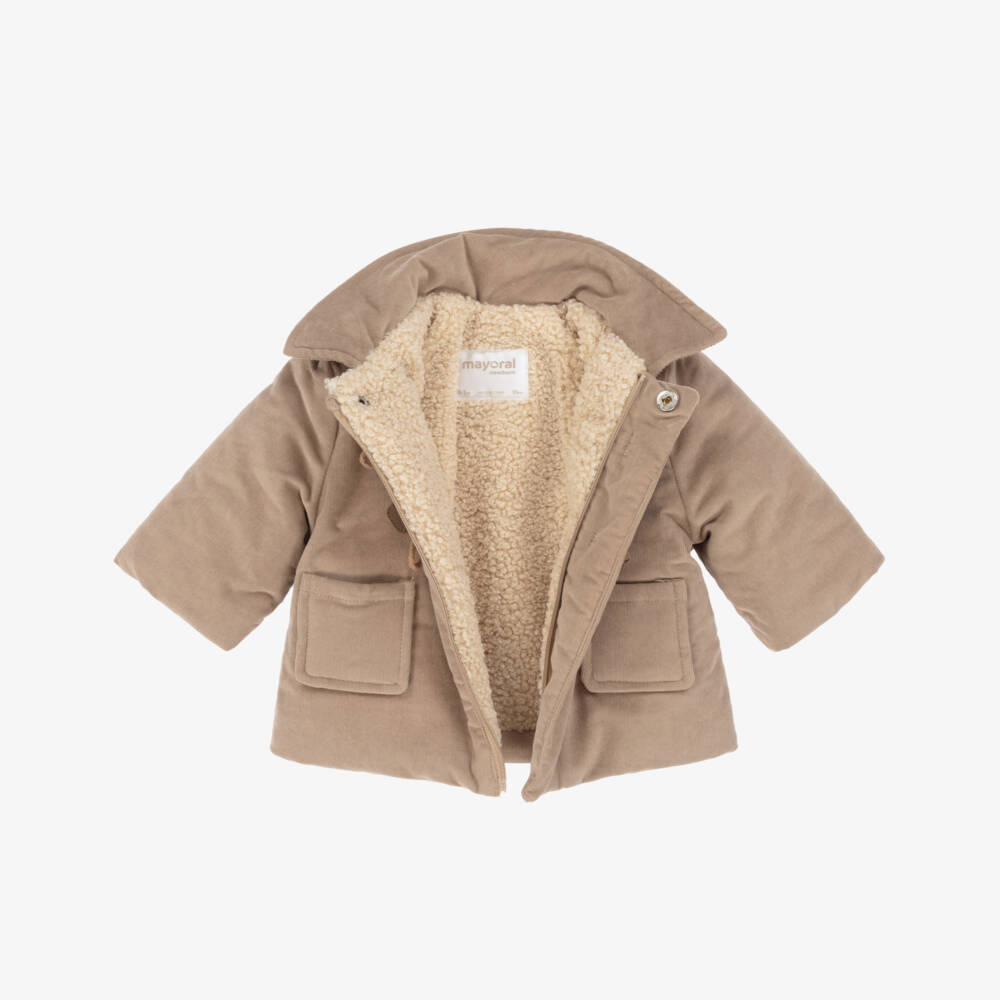 Mayoral Newborn-Baby Boys Brown Needlecord Duffle Coat | Childrensalon