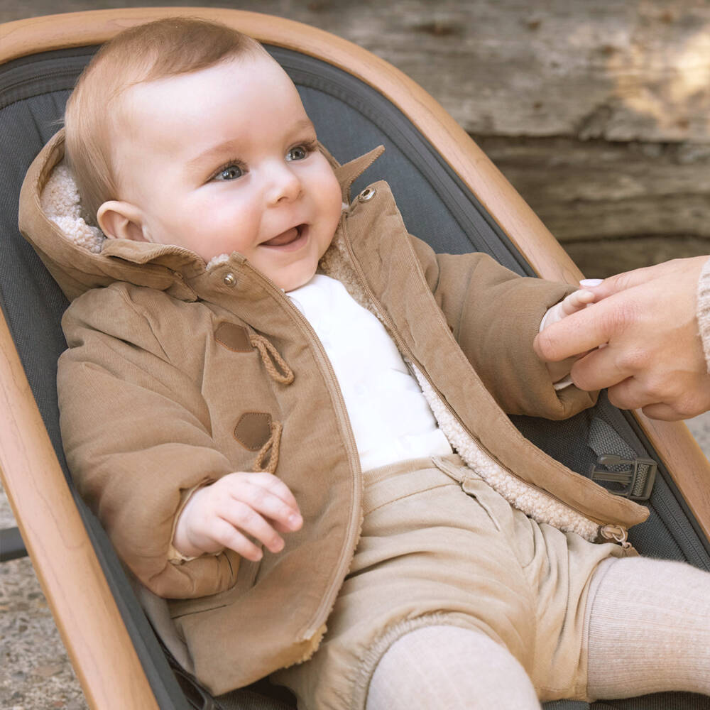 Mayoral Newborn-Baby Boys Brown Needlecord Duffle Coat | Childrensalon