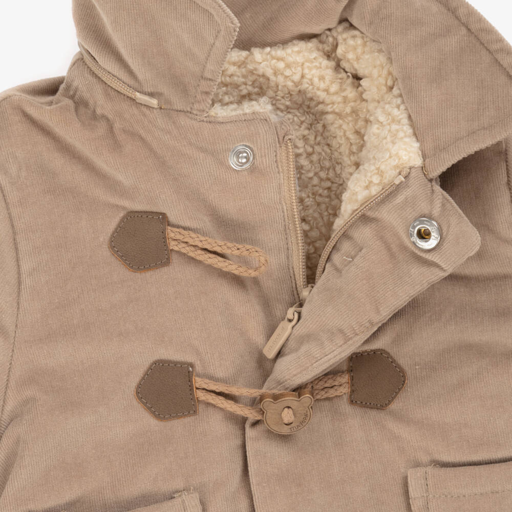 Mayoral Newborn-Baby Boys Brown Needlecord Duffle Coat | Childrensalon