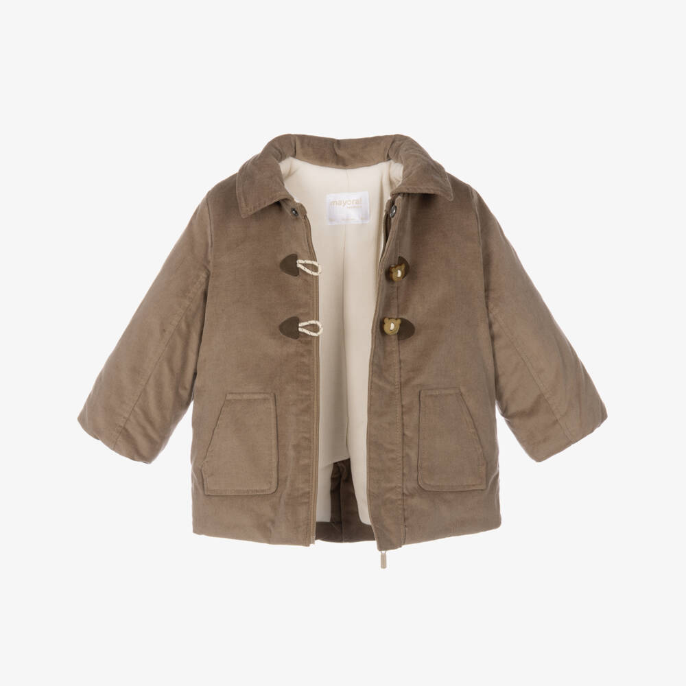 Mayoral Newborn-Baby Boys Brown Needlecord Duffle Coat | Childrensalon