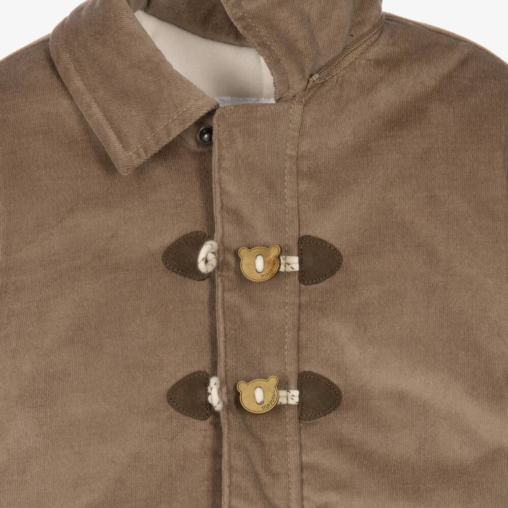 Mayoral Newborn-Baby Boys Brown Needlecord Duffle Coat | Childrensalon