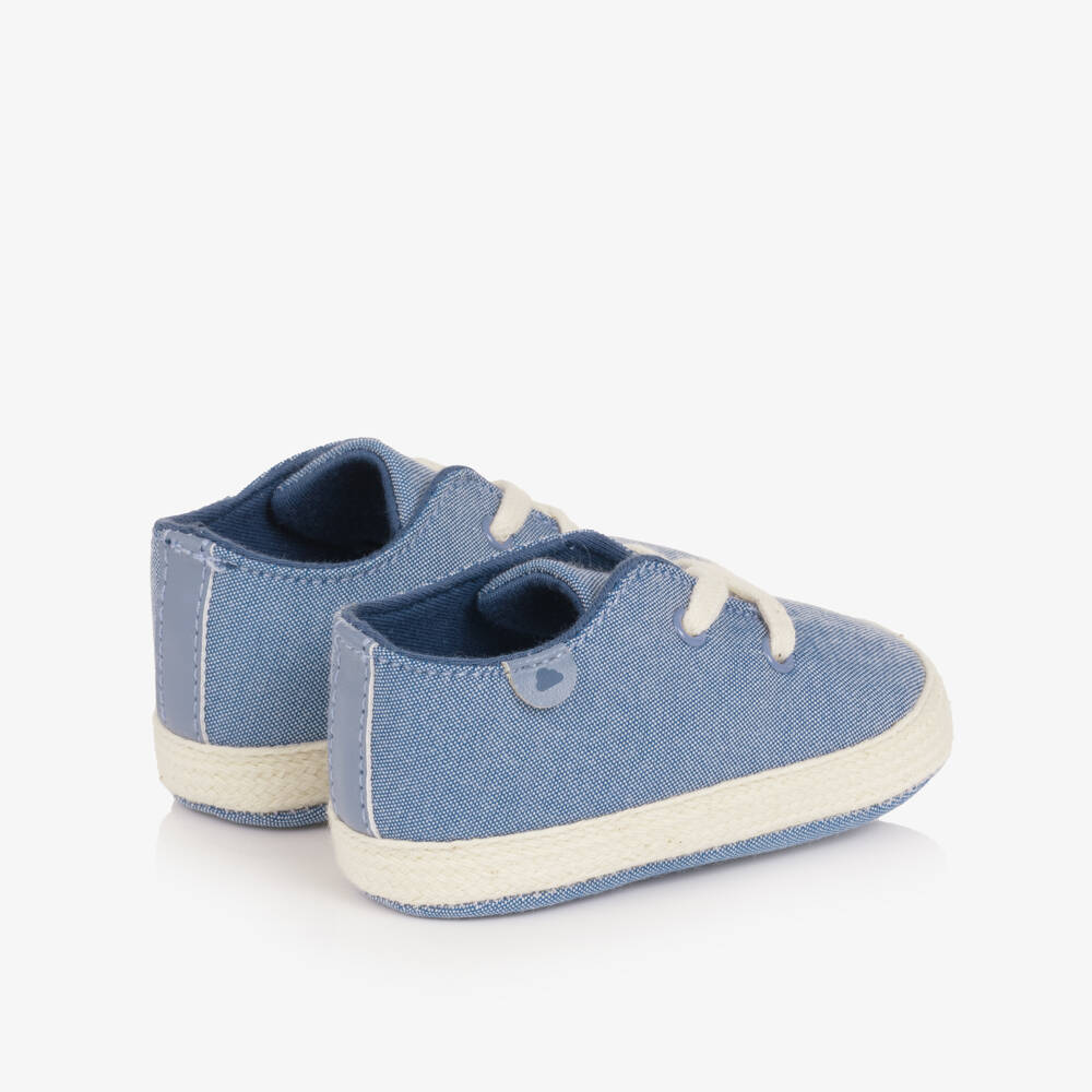Mayoral Newborn-Baby Boys Denim Blue Canvas Pre-Walker Shoes | Childrensalon