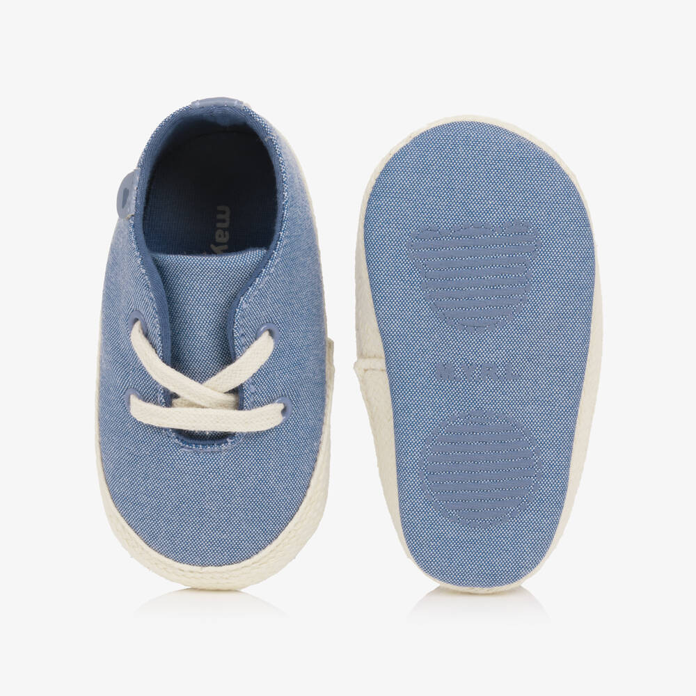 Mayoral Newborn-Baby Boys Denim Blue Canvas Pre-Walker Shoes | Childrensalon
