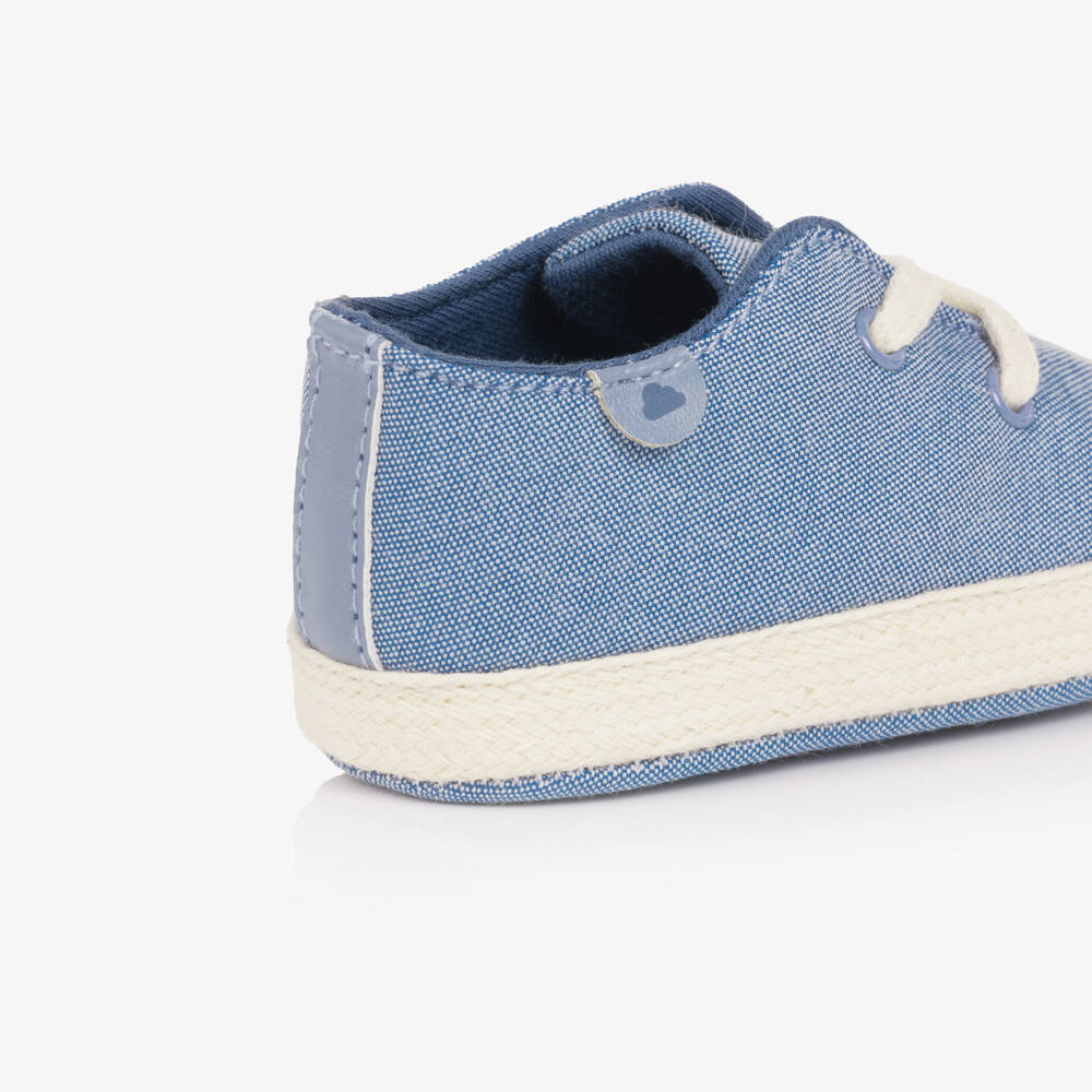 Mayoral Newborn-Baby Boys Denim Blue Canvas Pre-Walker Shoes | Childrensalon