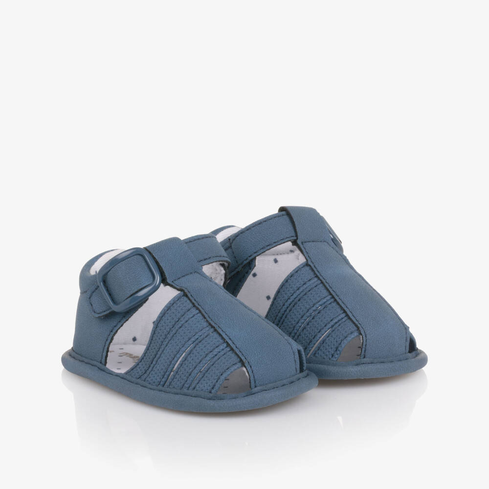 Mayoral Newborn-صندل جلد صناعي لون أزرق للأولاد الرضع | Childrensalon