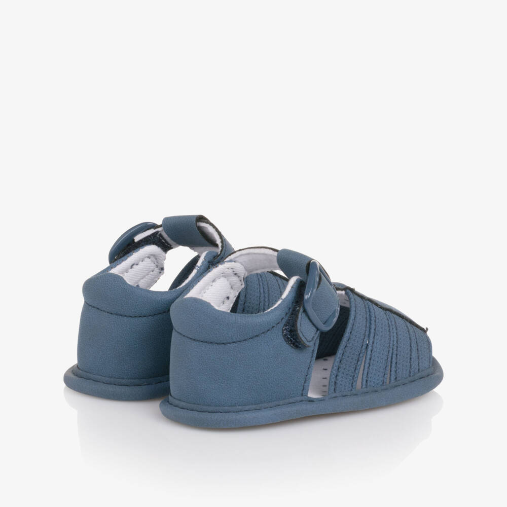 Mayoral Newborn-صندل جلد صناعي لون أزرق للأولاد الرضع | Childrensalon