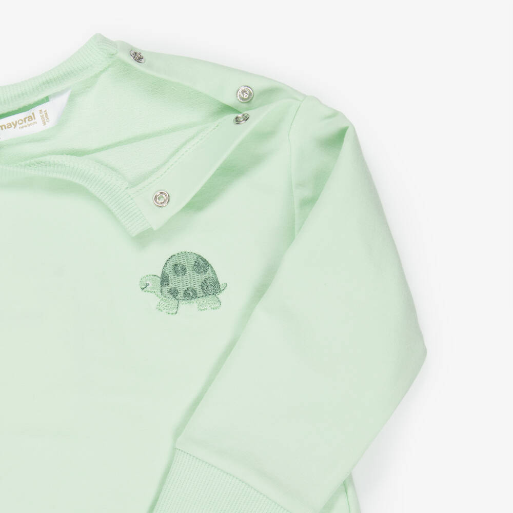 Mayoral Newborn-Baby Boys Green & Blue Cotton Jersey Tracksuits (2 Pack) | Childrensalon