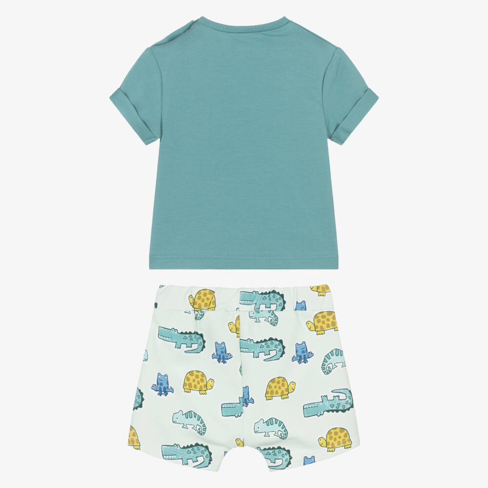 Mayoral Newborn-Baby Boys Green Cotton Shorts Set with Frog Print | Childrensalon
