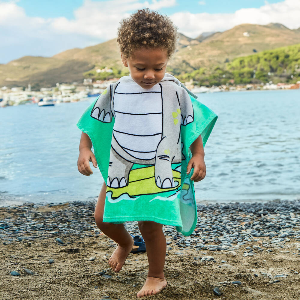 Mayoral-Baby Boys Green Dinosaur Poncho Towel | Childrensalon