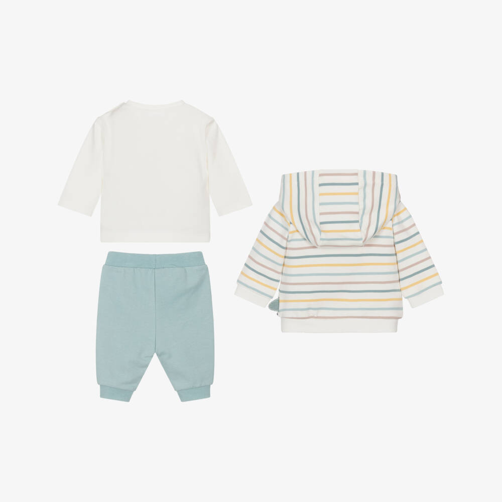 Mayoral Для новорожденных-Baby Boys Green & Ivory Cotton Dinosaur Tracksuit Set | Childrensalon