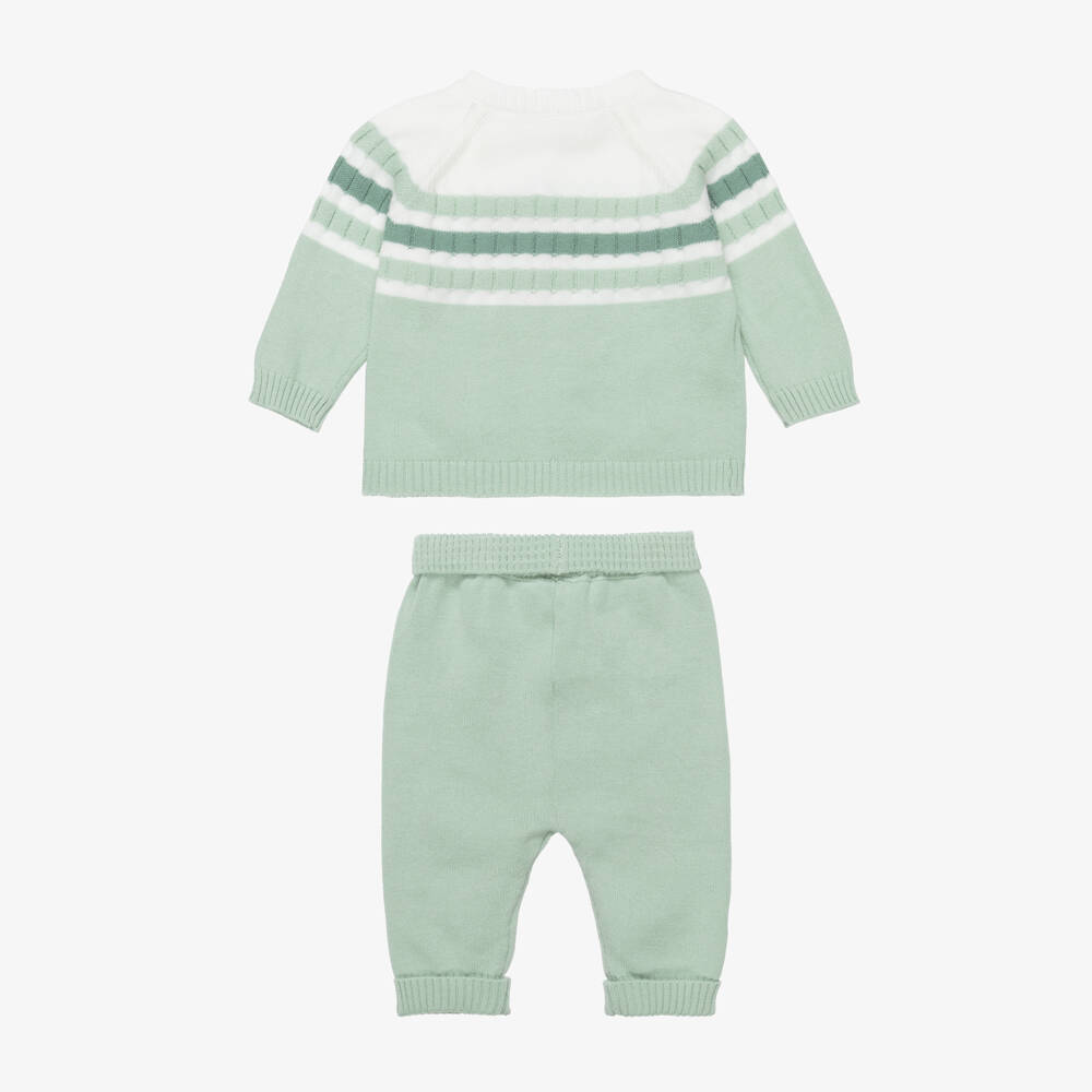 Mayoral Newborn-طقم بنطلون قطن محبوك لون أخضر للأولاد الرضع | Childrensalon