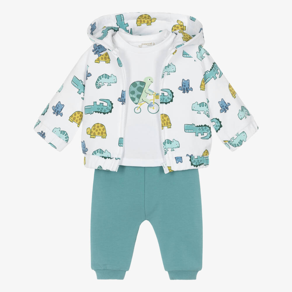 Mayoral Newborn-Baby Boys Green Tortoise & Friends Tracksuit Set | Childrensalon