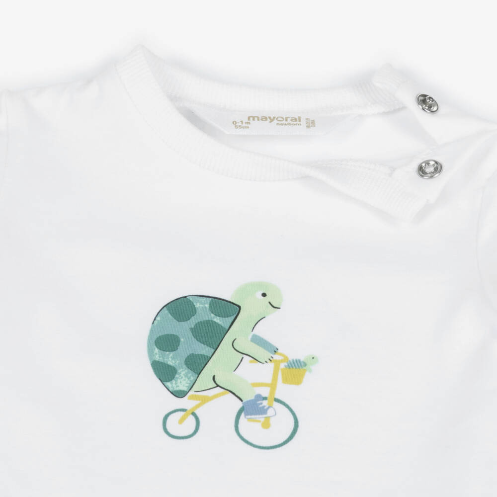 Mayoral Newborn-Baby Boys Green Tortoise & Friends Tracksuit Set | Childrensalon