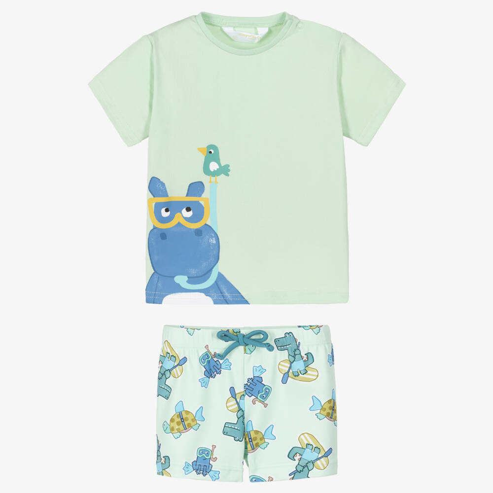 Mayoral Newborn-Baby Boys Green Water Sports Beach Set (UPF40+) | Childrensalon