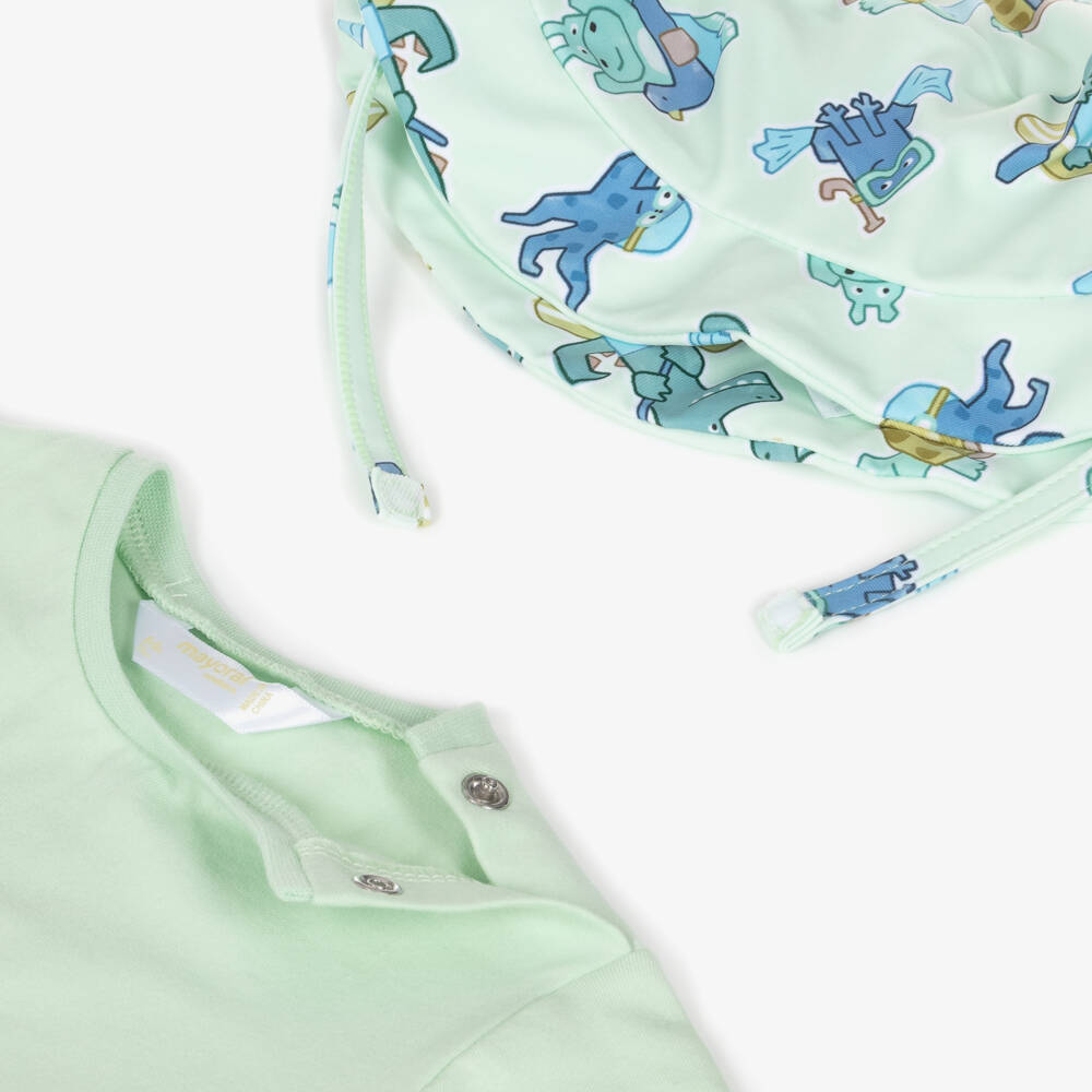 Mayoral Newborn-Baby Boys Green Water Sports Beach Set (UPF40+) | Childrensalon