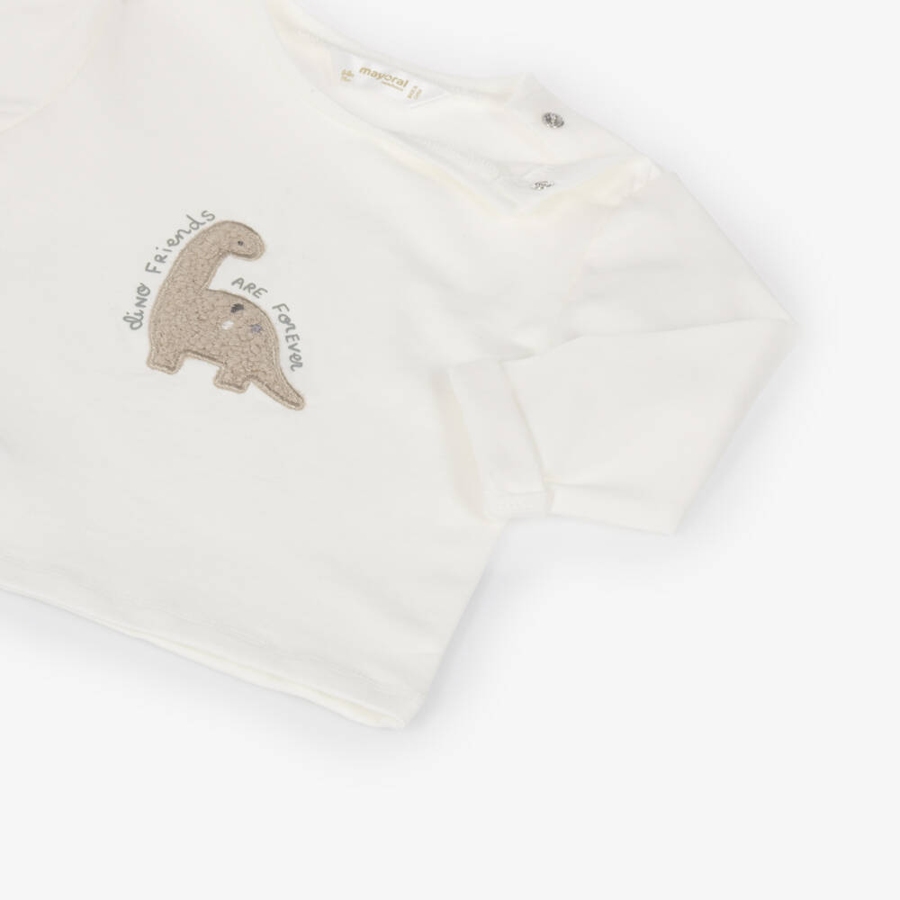 Mayoral Newborn-Baby Boys Grey Dinosaur Print Tracksuit Set | Childrensalon