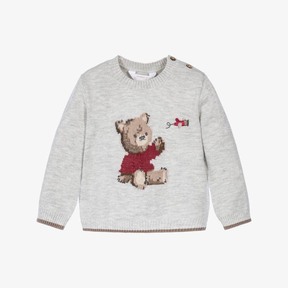 Mayoral Для новорожденных-Baby Boys Grey Intarsia Knit Sweater | Childrensalon