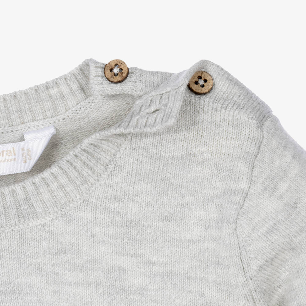 Mayoral Для новорожденных-Baby Boys Grey Intarsia Knit Sweater | Childrensalon