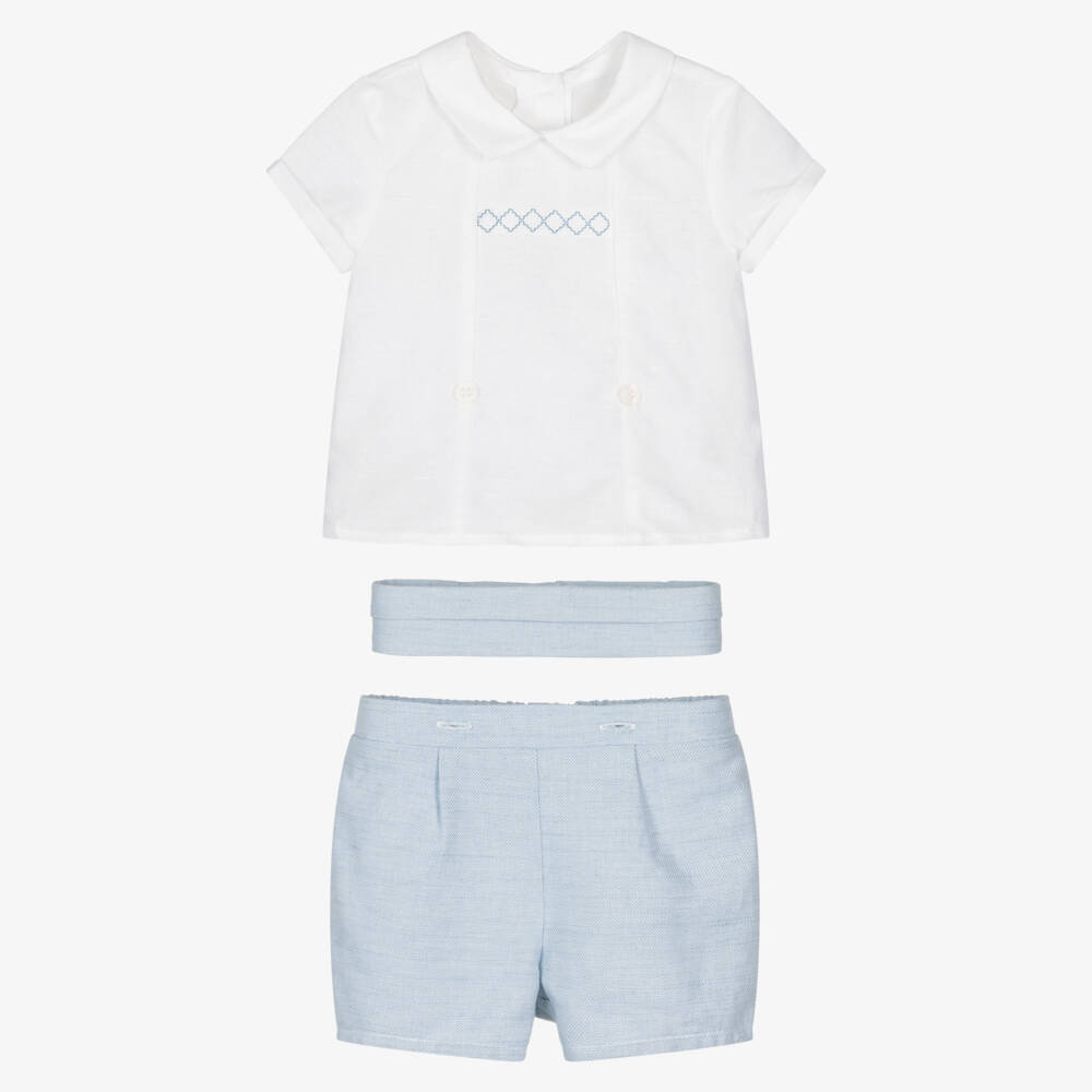Mayoral Для новорожденных-Baby Boys Ivory & Blue Buster Suit | Childrensalon